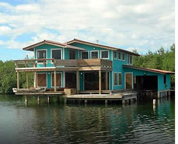 Casa Saigon built over the Caribbean Sea in Isla Colon, Bocas del Toro, Panama